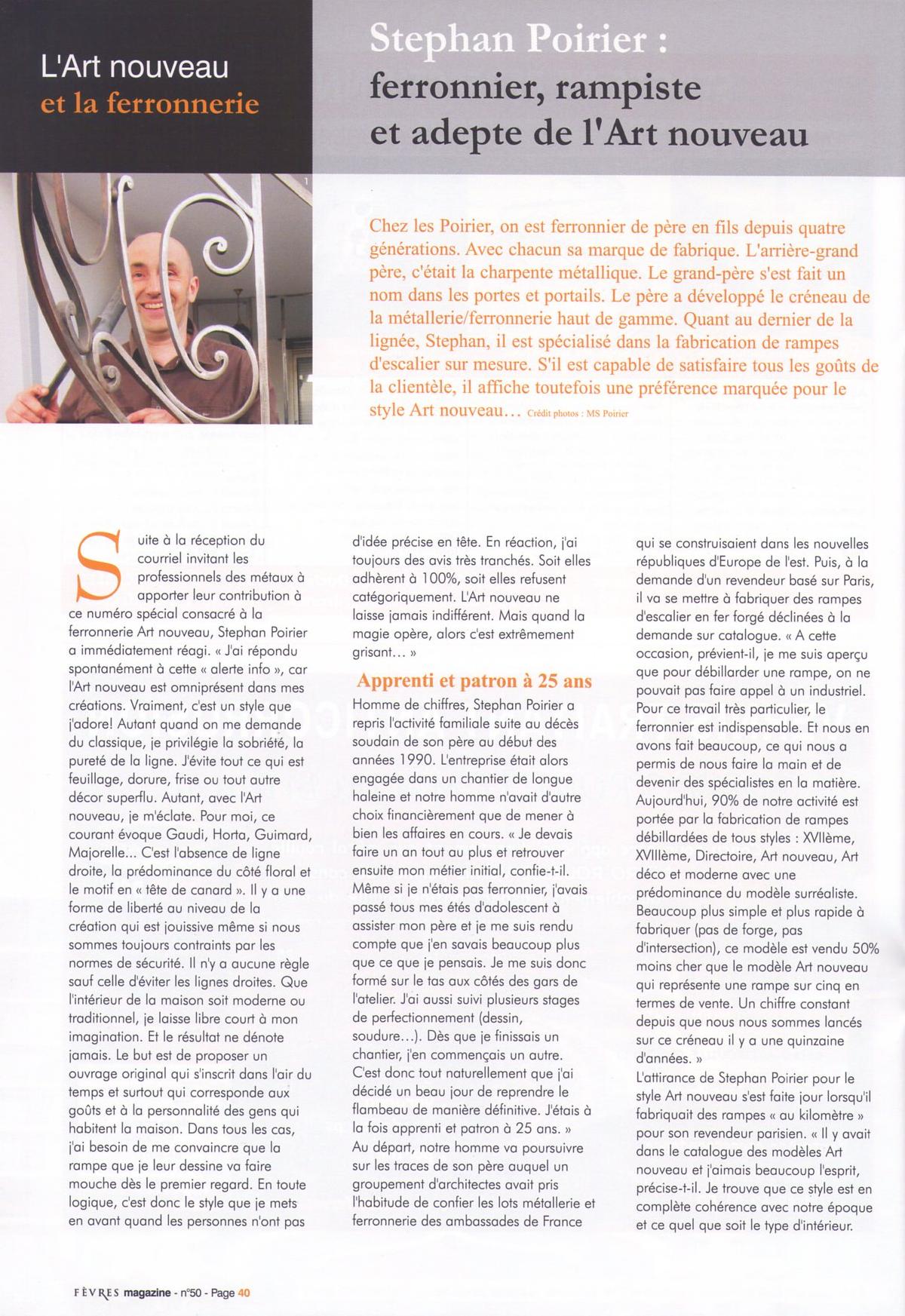 Article sur Stephan Poirier - Ferronnier rampiste - page 1